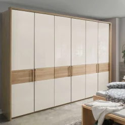 Wohnen Kleiderschränke|Kleiderschränke*6-türiger Schlafraum Kleiderschrank in Glas Beige - Emdsiva I