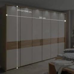 Wohnen Kleiderschränke|Kleiderschränke*6-türiger Schlafraum Kleiderschrank in Glas Beige - Emdsiva I