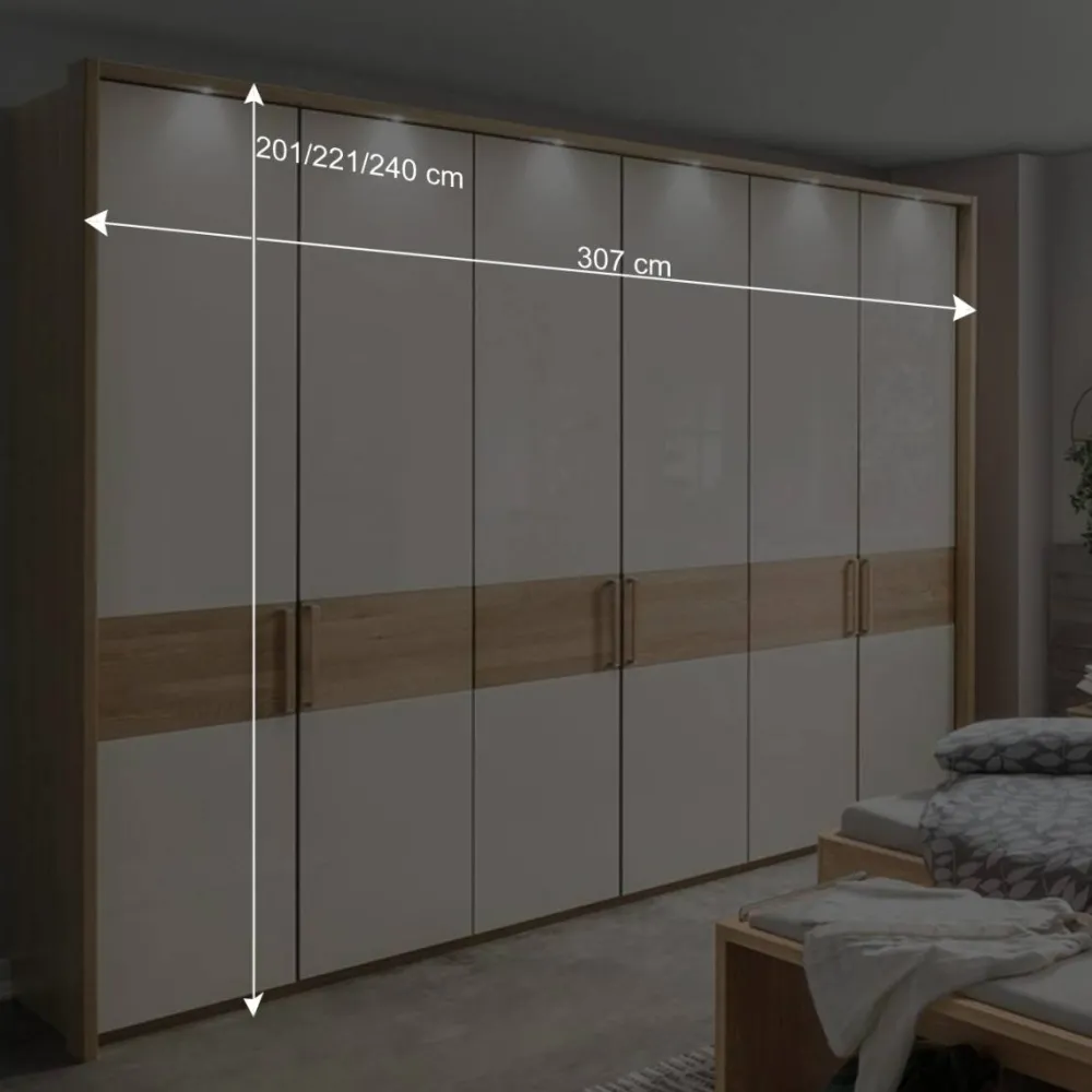 Wohnen Kleiderschränke|Kleiderschränke*6-türiger Schlafraum Kleiderschrank in Glas Beige - Emdsiva I