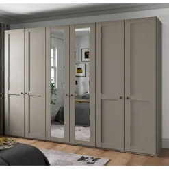 Wohnen 6-türiger Schlafzimmer Kleiderschrank in Hellgrau - Ridonna