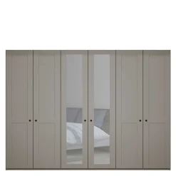Wohnen 6-türiger Schlafzimmer Kleiderschrank in Hellgrau - Ridonna