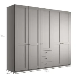 Wohnen 5-türiger Schlafzimmer-Schrank in Hellgrau - Ridonna