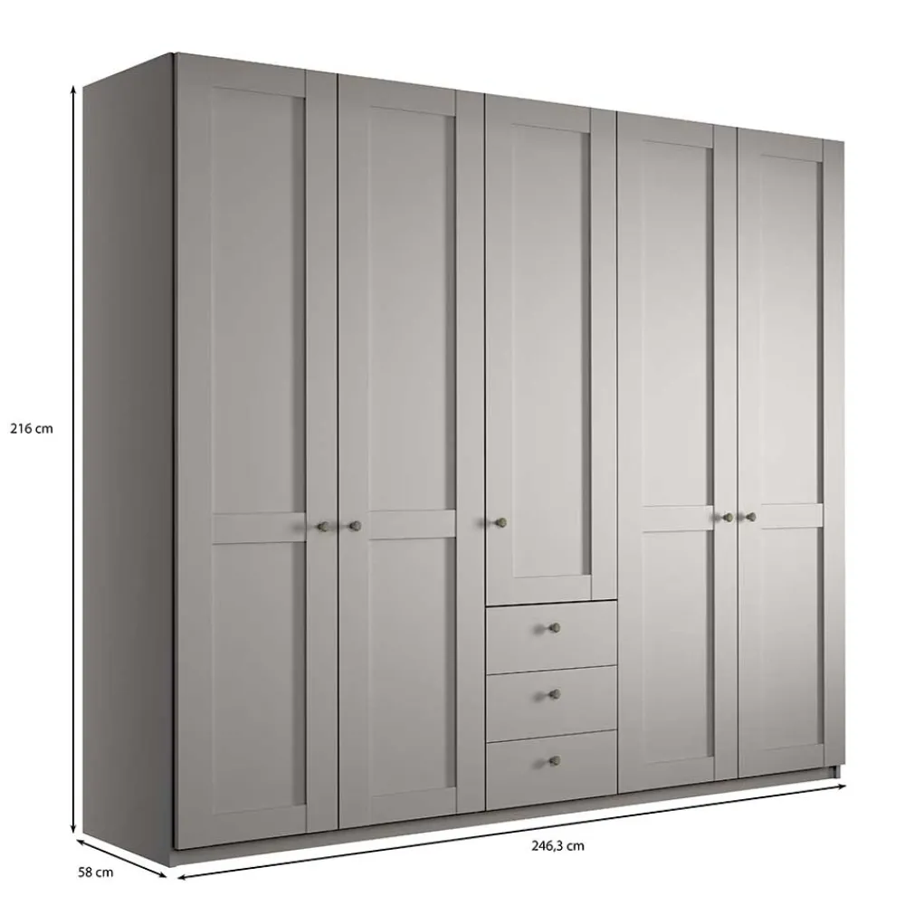 Wohnen 5-türiger Schlafzimmer-Schrank in Hellgrau - Ridonna