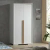 Wohnen 2-türiger Schlafzimmerschrank in Weiß mit Buche - Eldrus