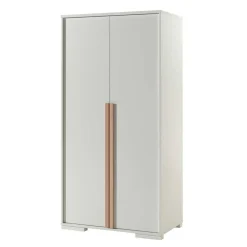 Wohnen 2-türiger Schlafzimmerschrank in Weiß mit Buche - Eldrus