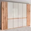 Wohnen 6-türiger Schlafzimmerschrank in Kernbuche & Beige - Krofun