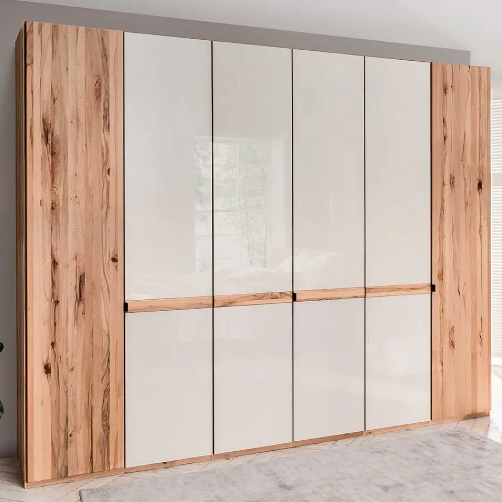 Wohnen 6-türiger Schlafzimmerschrank in Kernbuche & Beige - Krofun
