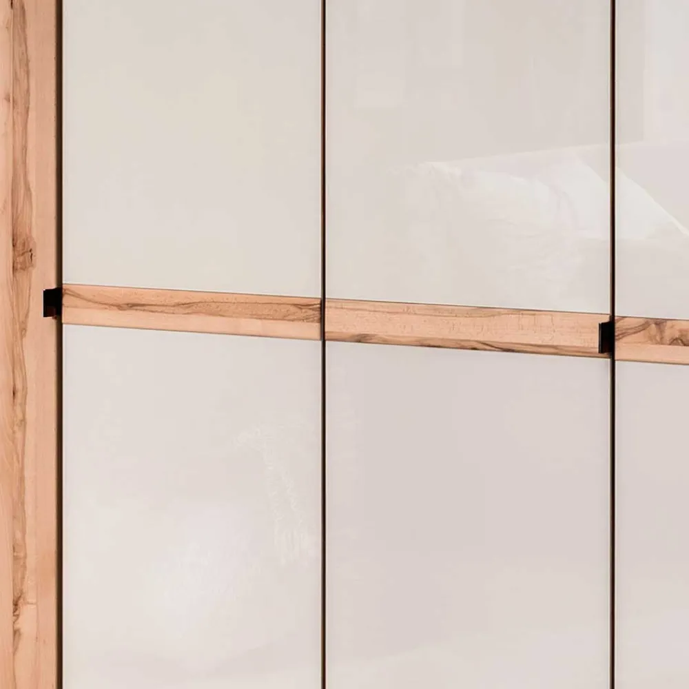 Wohnen 6-türiger Schlafzimmerschrank in Kernbuche & Beige - Krofun