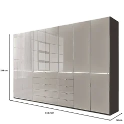 Wohnen Braune Möbel|Kleiderschränke*7-türiger Schlafzimmer-Schrank zweifarbig - Korcula