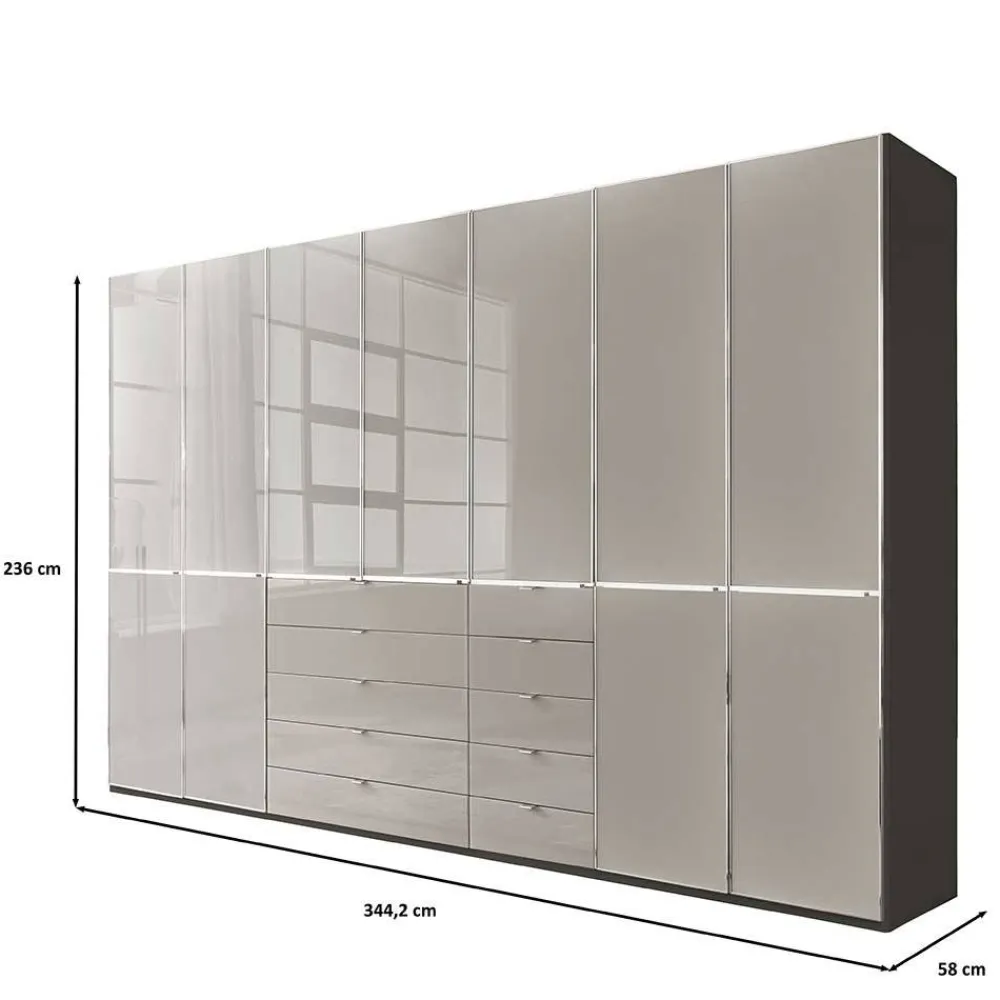 Wohnen Braune Möbel|Kleiderschränke*7-türiger Schlafzimmer-Schrank zweifarbig - Korcula