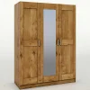 Wohnen Glasmöbel|Massivholzmöbel*3-türiger Schlafzimmer-Schrank mit Spiegel - Rirua
