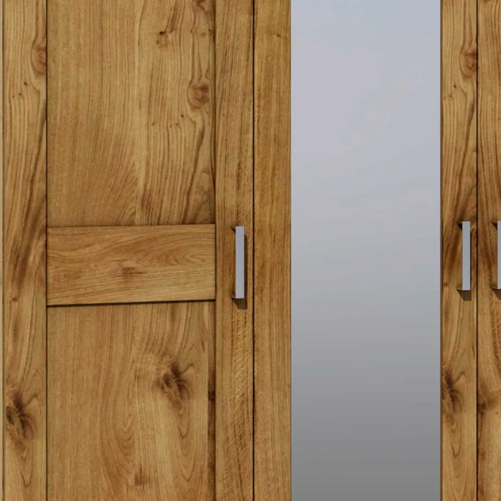 Wohnen Glasmöbel|Massivholzmöbel*3-türiger Schlafzimmer-Schrank mit Spiegel - Rirua