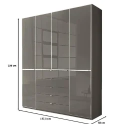 Wohnen 4-türiger Schlafzimmerschrank in Braun - Madita