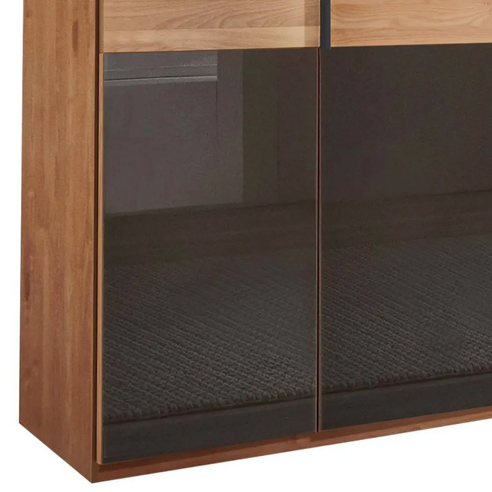 Wohnen 6-türiger Schrank mit Glas Dunkelbraun - Hung