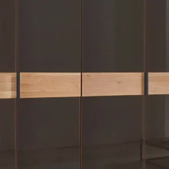 Wohnen 6-türiger Schrank mit Glas Dunkelbraun - Hung