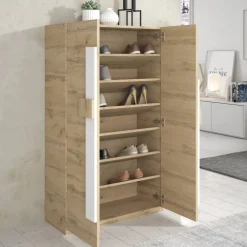 Wohnen 2-türiger Schuhschrank mit sechs schrägen Böden - Lornas