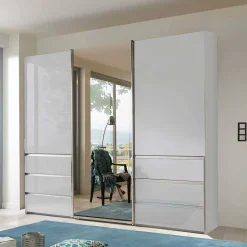 Wohnen 3-türiger Schwebetürenschrank in Weiß mit Spiegel - Amelie