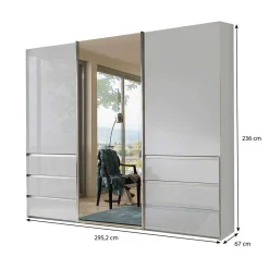 Wohnen 3-türiger Schwebetürenschrank in Weiß mit Spiegel - Amelie