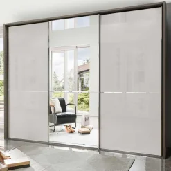 Wohnen Braune Möbel|Glasmöbel*3-türiger Schwebetürenschrank mit Passepartout - Ostranca