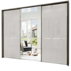 Wohnen Braune Möbel|Glasmöbel*3-türiger Schwebetürenschrank mit Passepartout - Ostranca