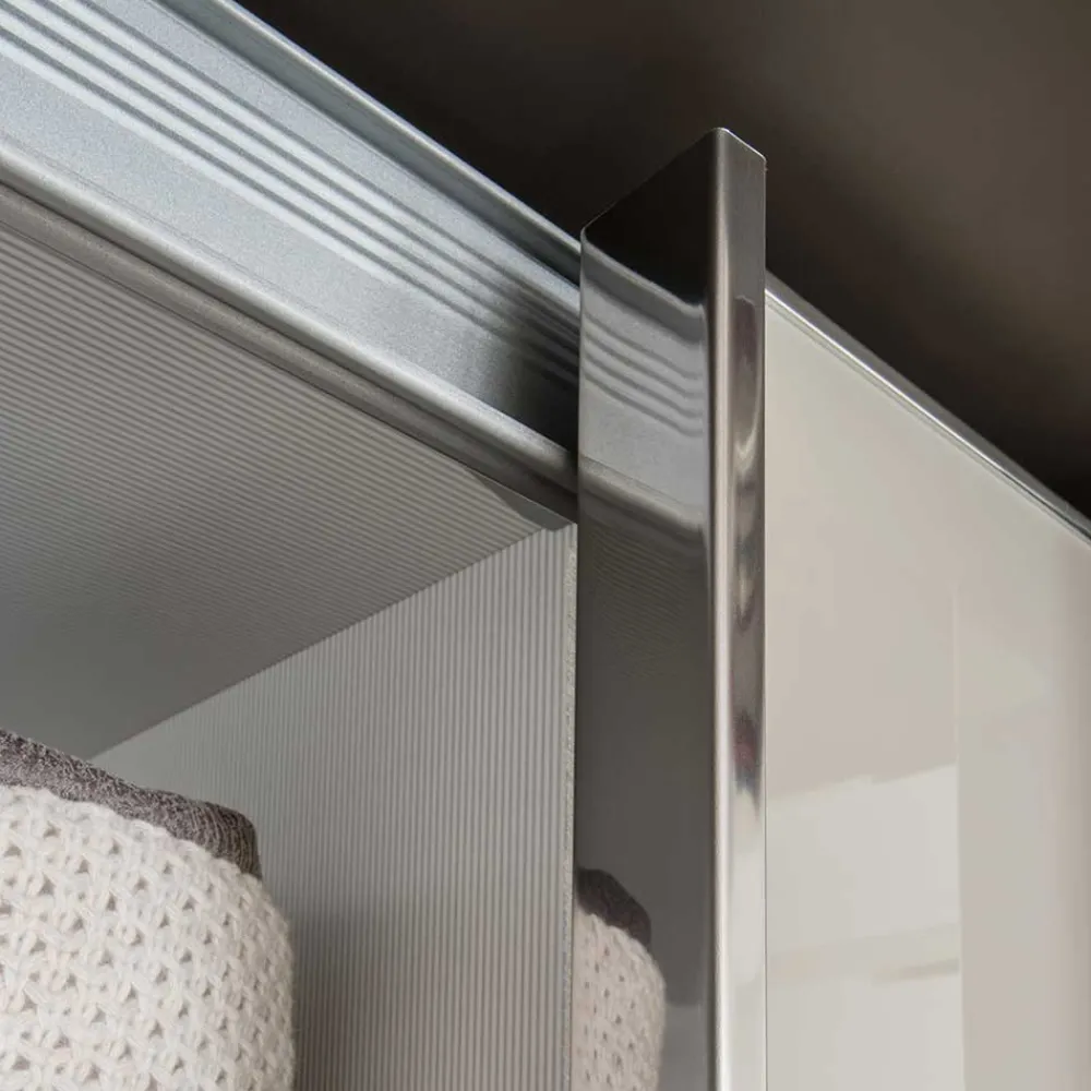 Wohnen Braune Möbel|Schränke*4-türiger Schwebetüren-Schrank mit Glas Front - Scolari