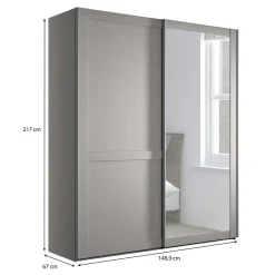 Wohnen Kleiderschränke|Kleiderschränke*2-türiger Schwebetüren-Schrank mit Spiegel - Ridonna