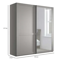 Wohnen Kleiderschränke|Kleiderschränke*2-türiger Schwebetüren-Schrank mit Spiegel - Ridonna