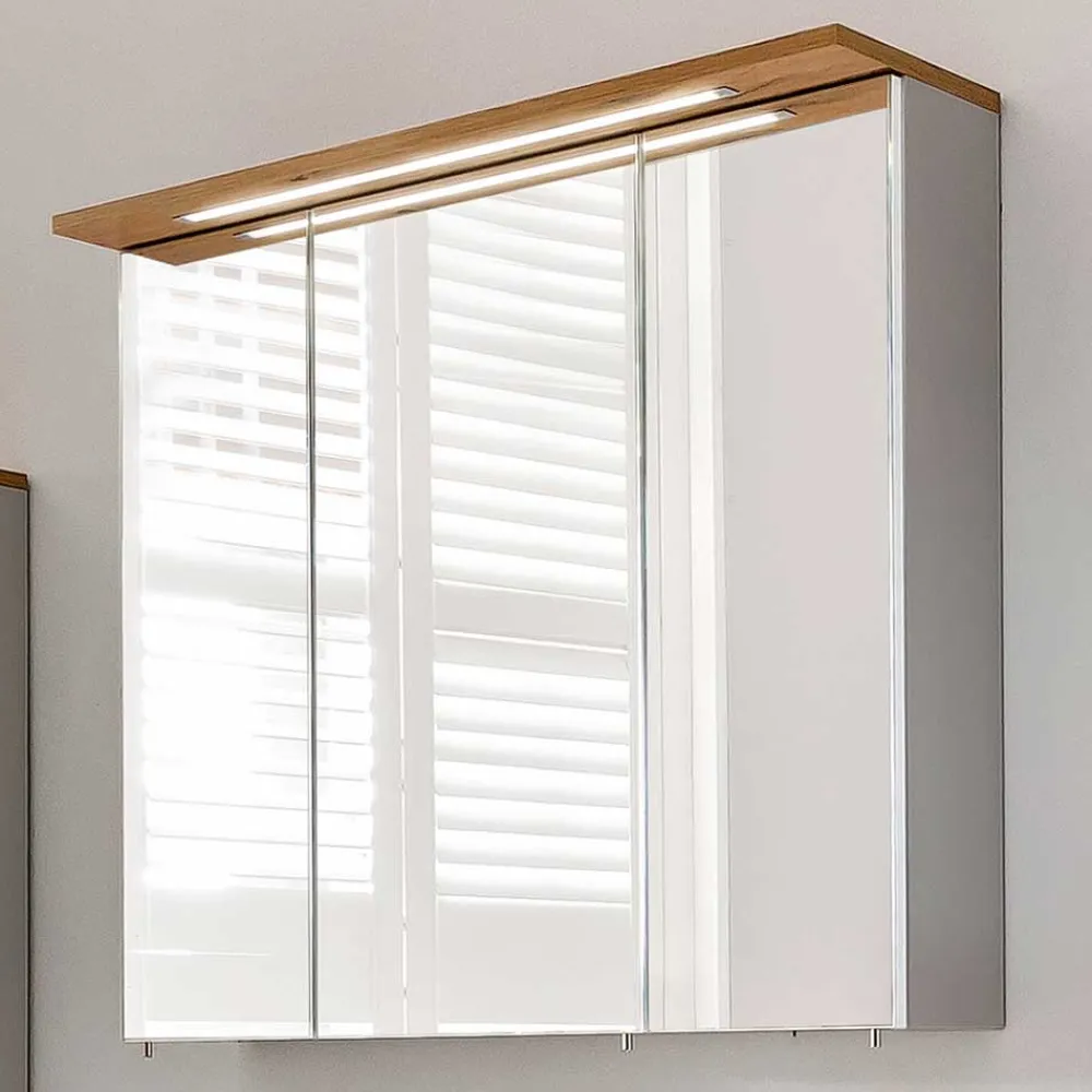 Wohnen Bad-Spiegelschränke*3-türiger Spiegel Badschrank 71 cm breit - Nienzo