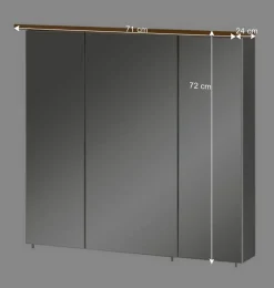 Wohnen Bad-Spiegelschränke*3-türiger Spiegel Badschrank 71 cm breit - Nienzo