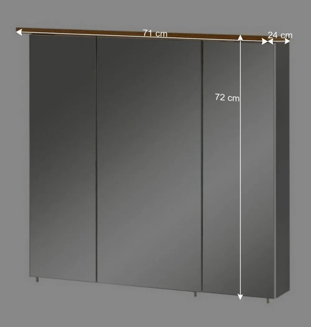 Wohnen Bad-Spiegelschränke*3-türiger Spiegel Badschrank 71 cm breit - Nienzo