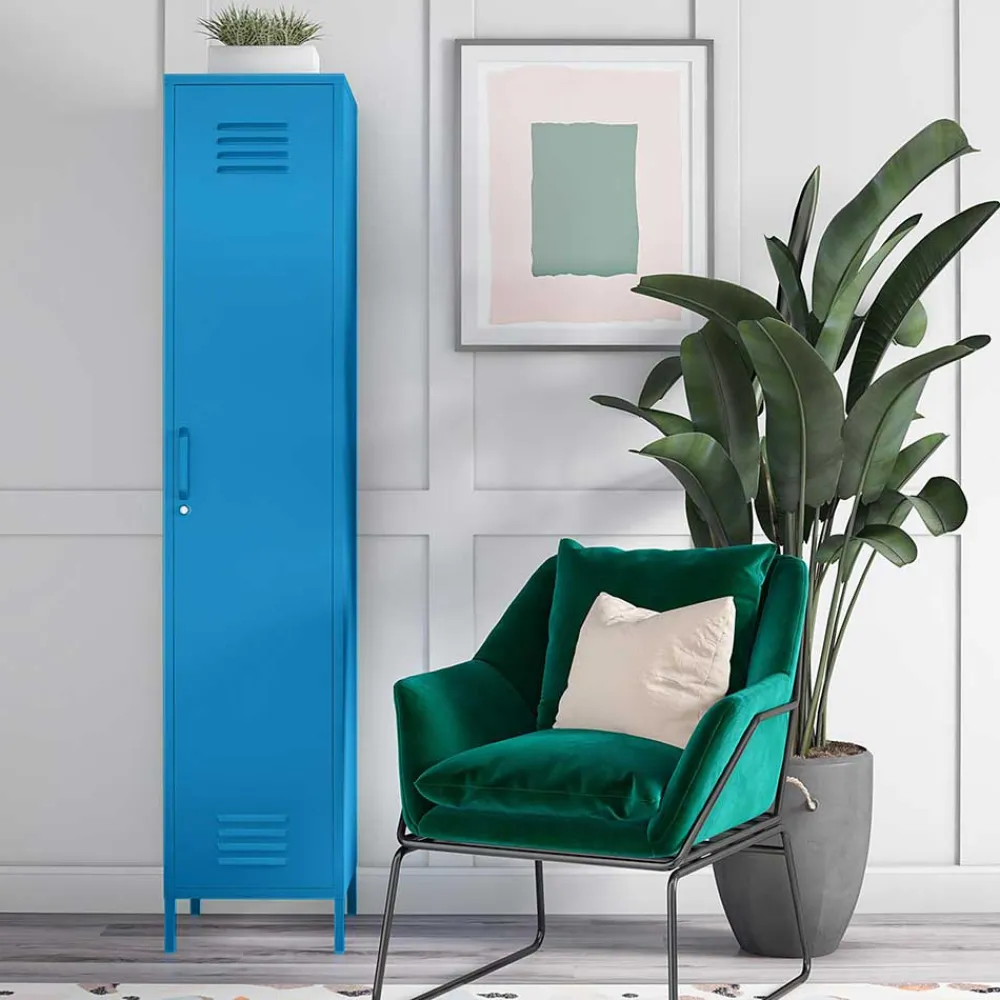 Wohnen Designermöbel|Wohnzimmerschränke*1-türiger Spindschrank in Blau - Datinel