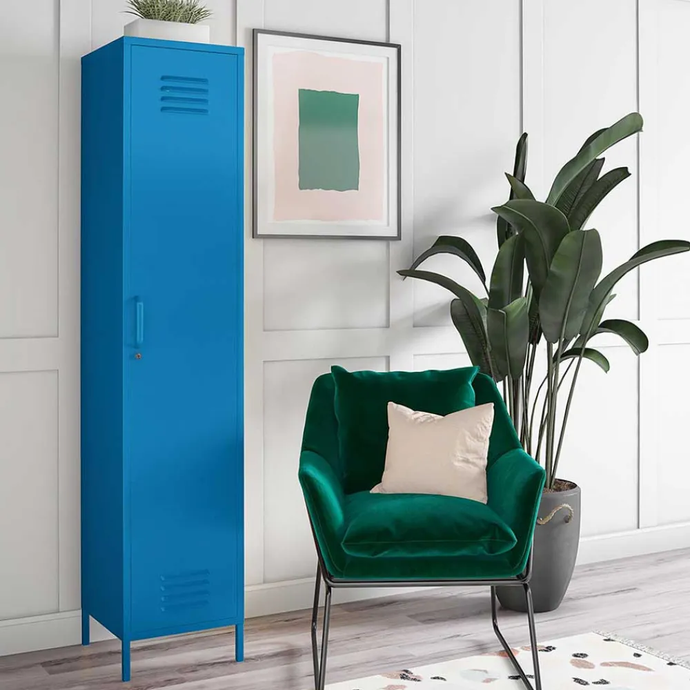 Wohnen Designermöbel|Wohnzimmerschränke*1-türiger Spindschrank in Blau - Datinel