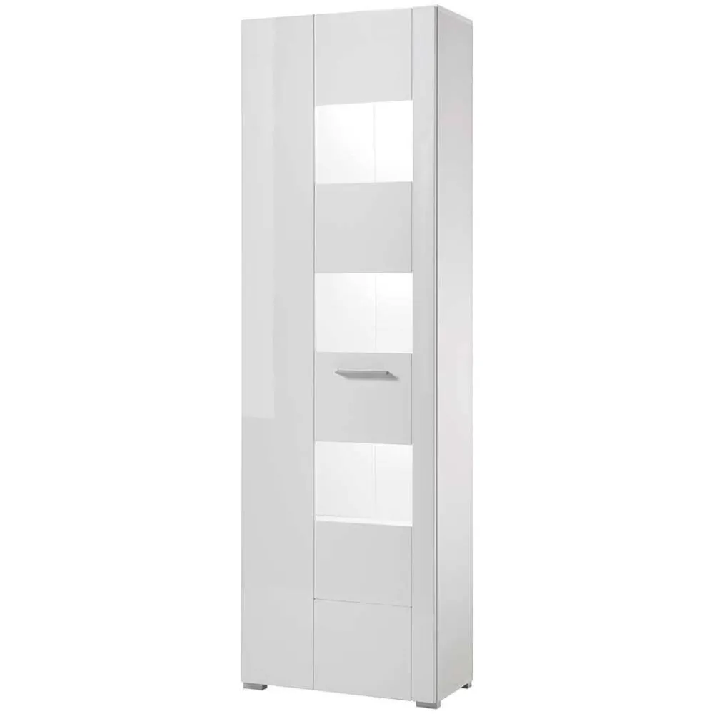 Wohnen 1-türiger Vitrinenschrank in Weiß Hochglanz - Timmona