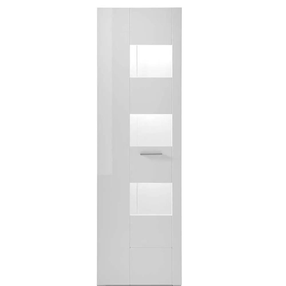 Wohnen 1-türiger Vitrinenschrank in Weiß Hochglanz - Timmona