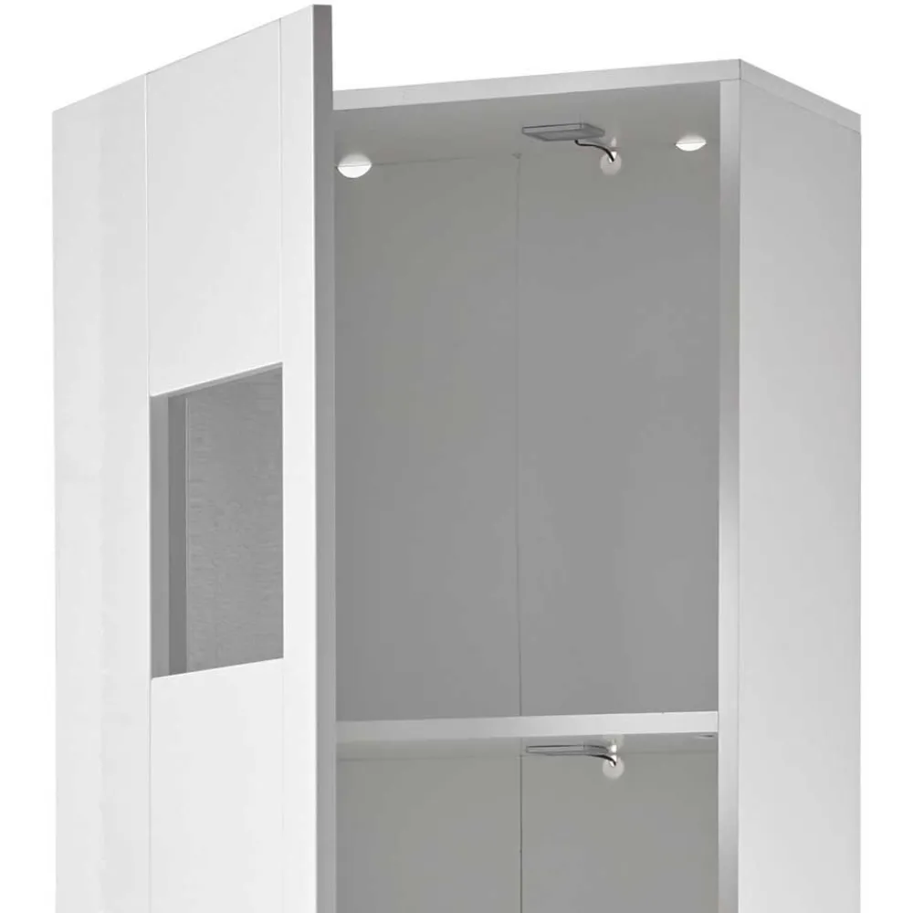 Wohnen 1-türiger Vitrinenschrank in Weiß Hochglanz - Timmona