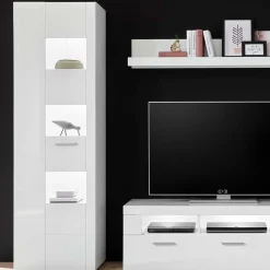 Wohnen 1-türiger Vitrinenschrank in Weiß Hochglanz - Timmona