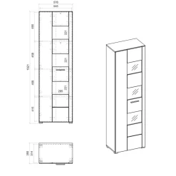 Wohnen 1-türiger Vitrinenschrank in Weiß Hochglanz - Timmona
