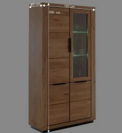 Wohnen 4-türiger Vitrinenschrank teilmassiv - Vlacoma