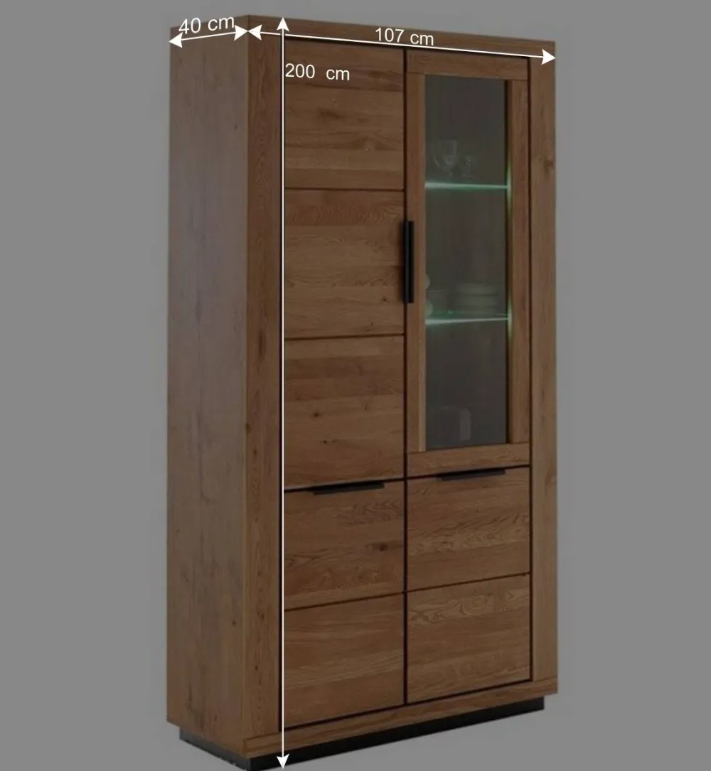 Wohnen 4-türiger Vitrinenschrank teilmassiv - Vlacoma