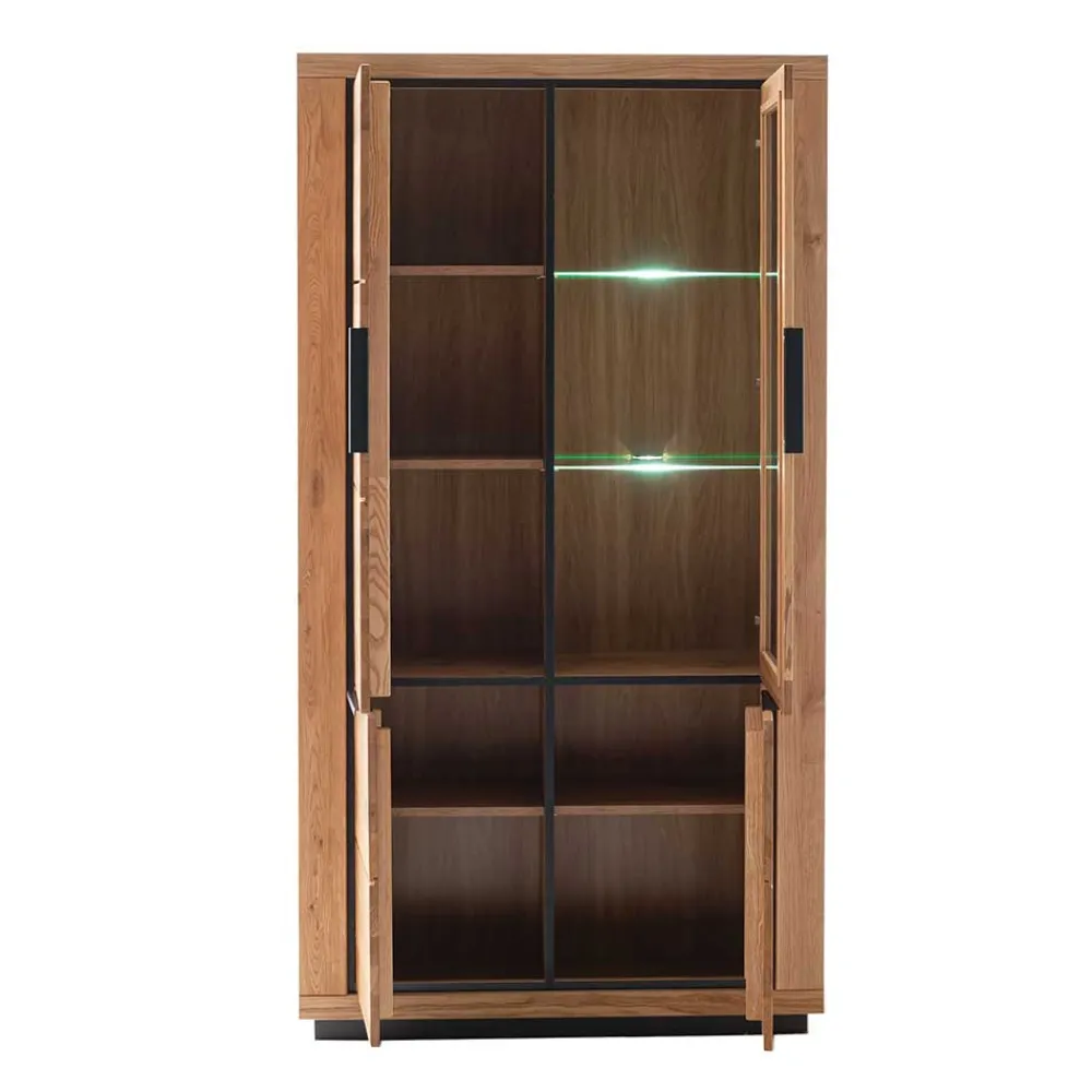 Wohnen 4-türiger Vitrinenschrank teilmassiv - Vlacoma