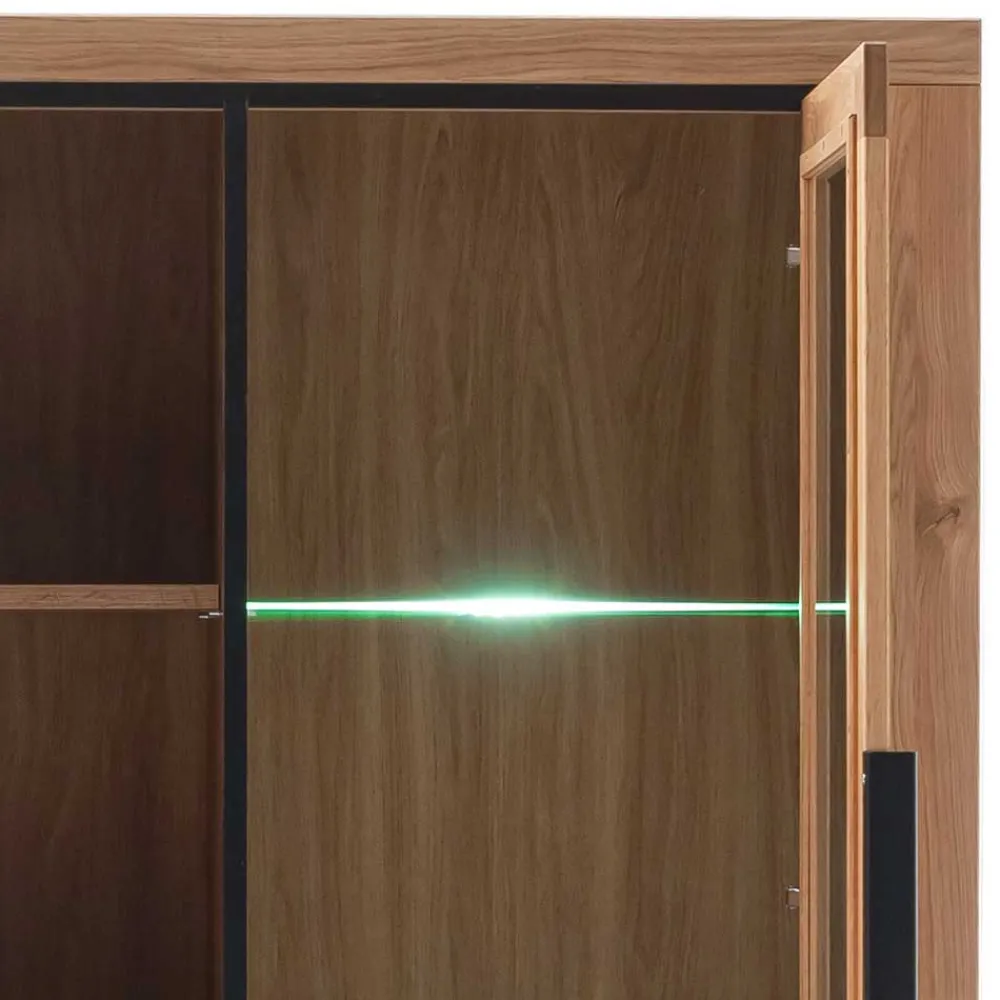 Wohnen 4-türiger Vitrinenschrank teilmassiv - Vlacoma