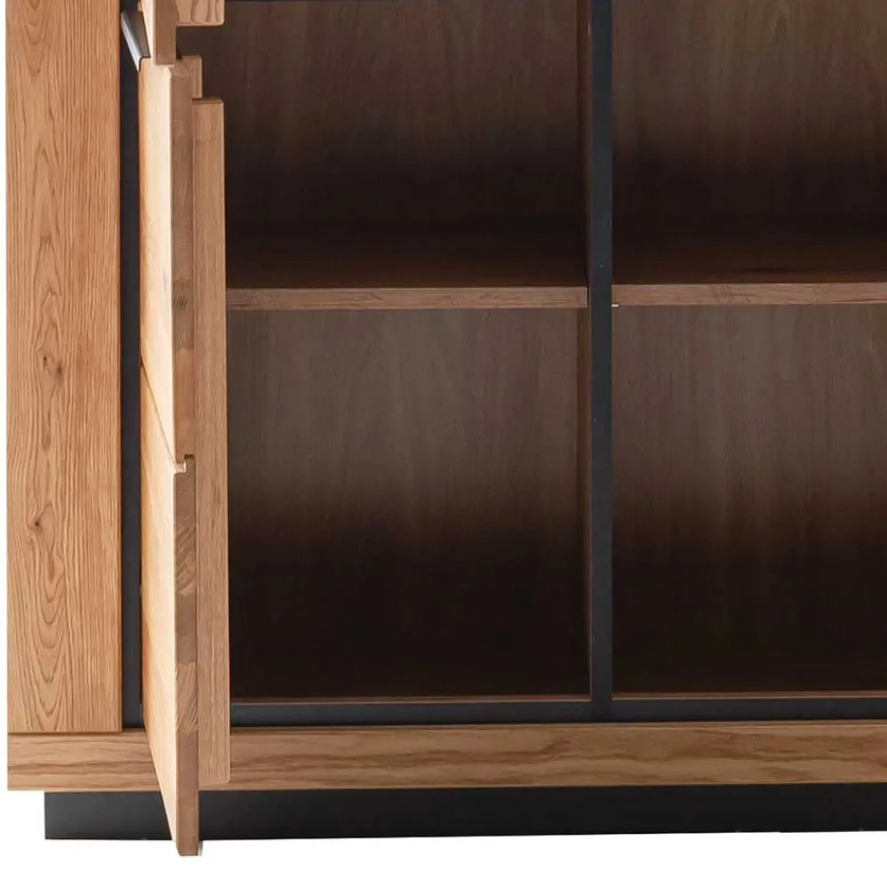 Wohnen 4-türiger Vitrinenschrank teilmassiv - Vlacoma