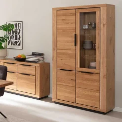 Wohnen 4-türiger Vitrinenschrank teilmassiv - Vlacoma