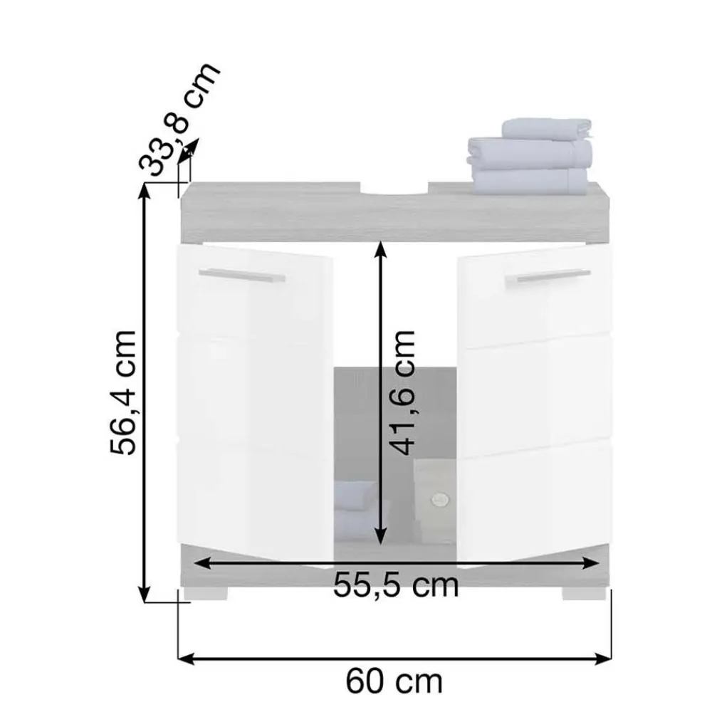 Wohnen Badschränke|Waschtisch*2-türiger Waschbeckenunterschrank 60x56x34 cm - Nancys
