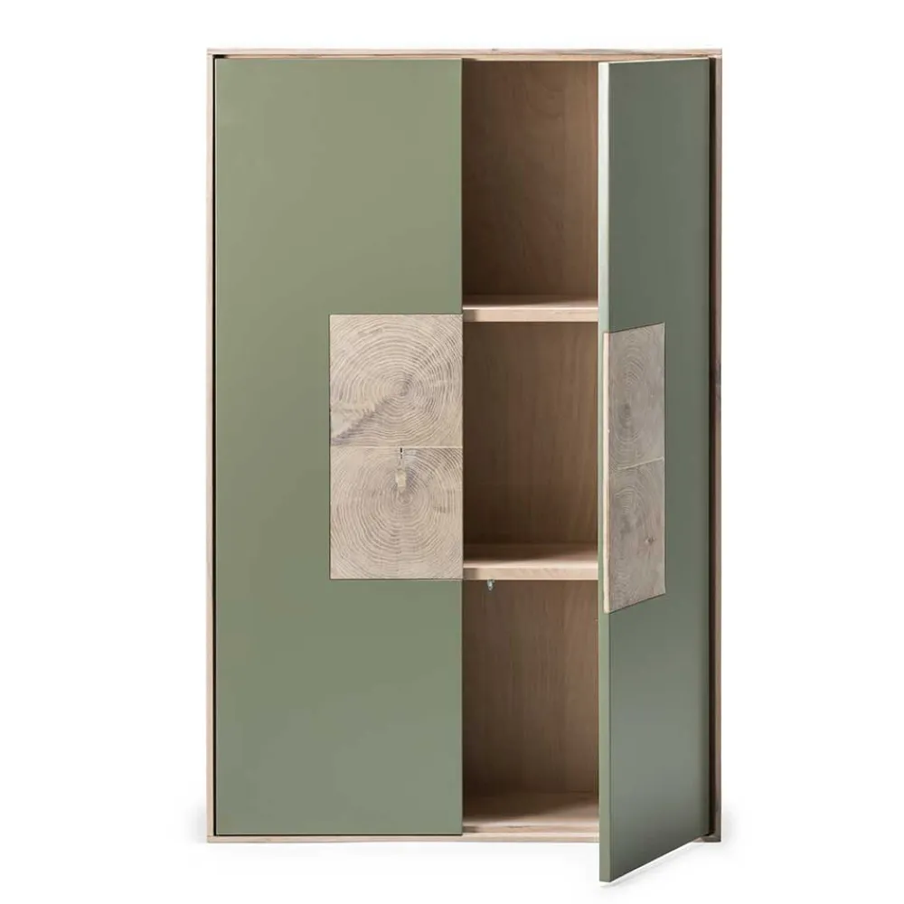 Wohnen Esszimmerschränke*2-türiger Wohnzimmer Hängeschrank in Grau - Ajevos