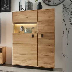 Wohnen Massivholzmöbel|Sideboards & Kommoden*2-türiger Wohnzimmerschrank mit LED Beleuchtung - Xeddos