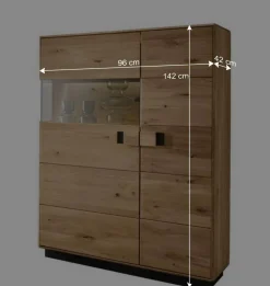 Wohnen Massivholzmöbel|Sideboards & Kommoden*2-türiger Wohnzimmerschrank mit LED Beleuchtung - Xeddos