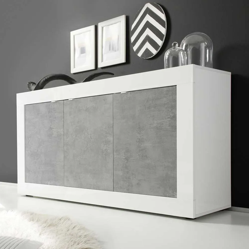 Wohnen 3-türiges Design-Sideboard in Beton Dekor - Narandu