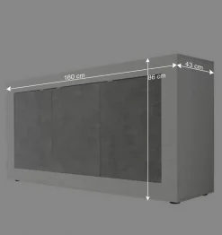 Wohnen 3-türiges Design-Sideboard in Beton Dekor - Narandu