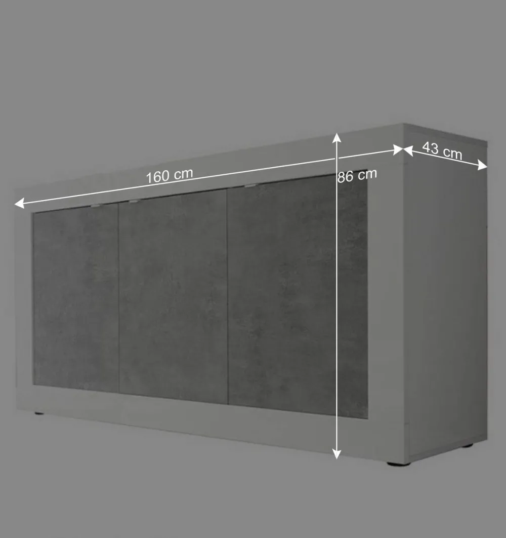 Wohnen 3-türiges Design-Sideboard in Beton Dekor - Narandu